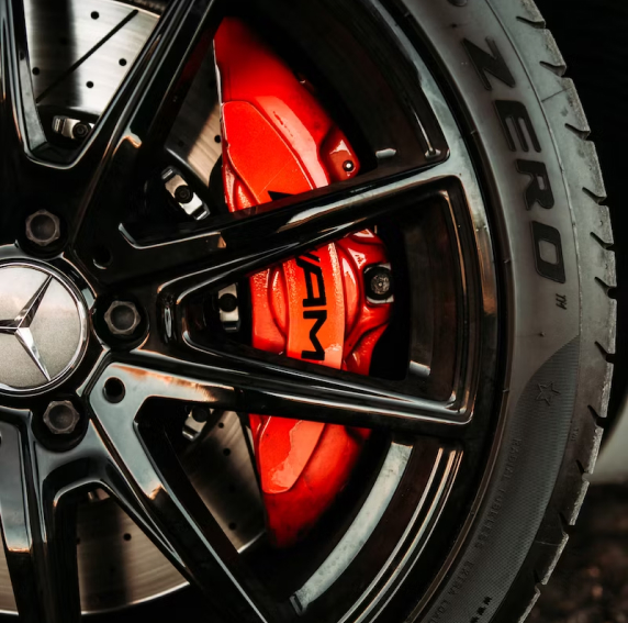 Close up of wheel and tire